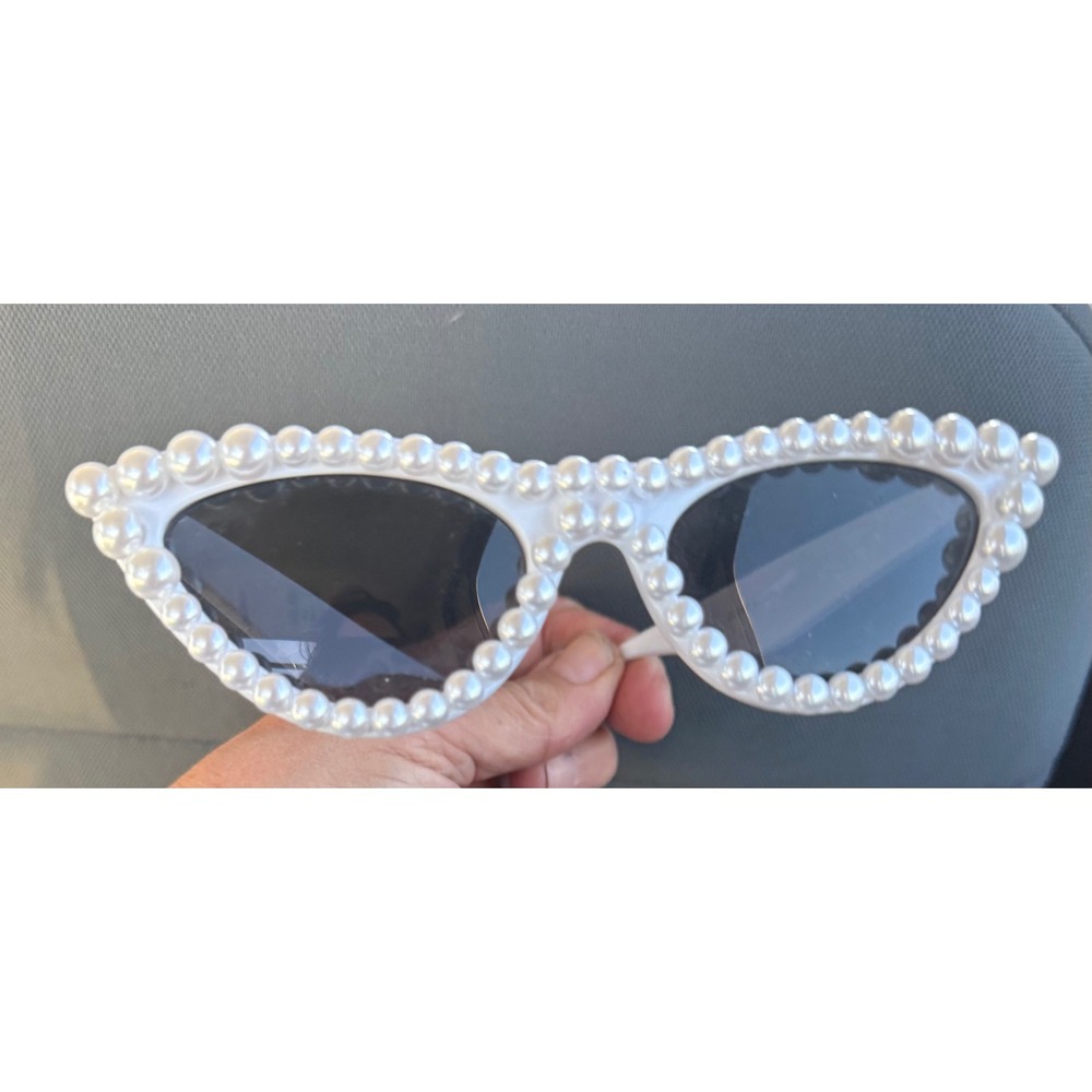 Sunglasses Womens Wedding White Good Pearl Embellished Cat Eye Retro Glam